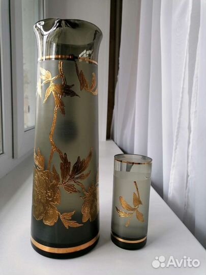 Набор для воды богемия позолота дымчатый