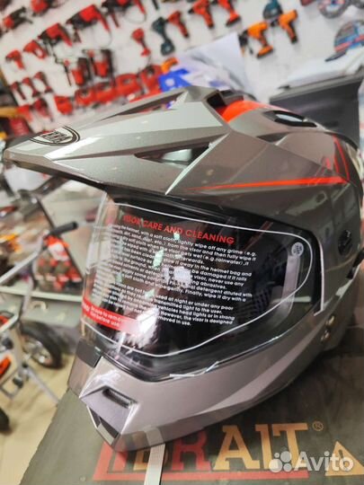 Мотошлем туринг М (кросс со стеклом и очками)