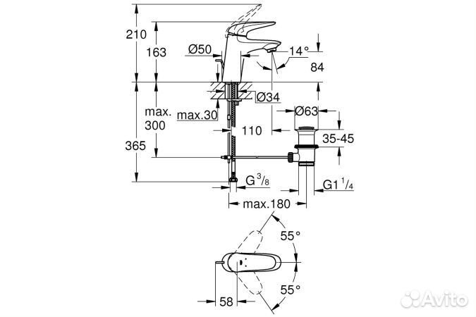 Смеситель для раковины Grohe Eurostyle белый