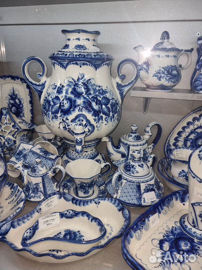 Самовар фарфоровый гжель электрический