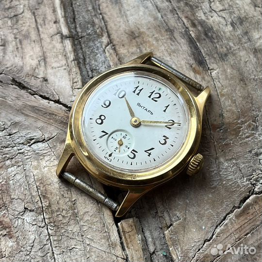 Редкие часы Янтарь ччз, позолота, ссср, 1960