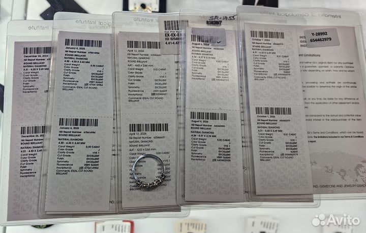 Кольцо с бриллиантами 1.55карата сертификат