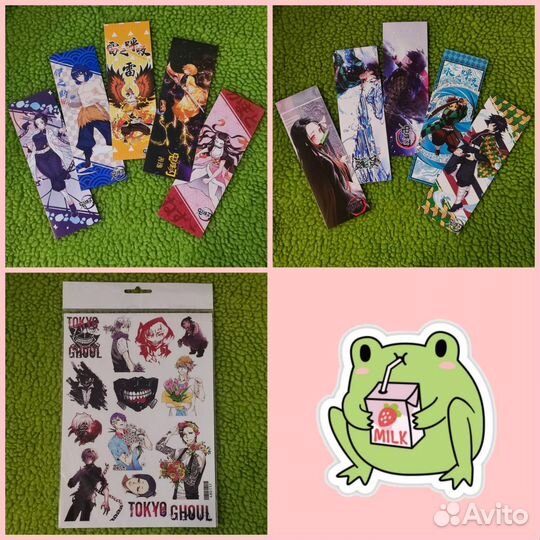 Открытки, закладки для книг, стикеры аниме