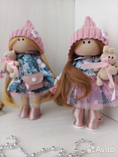 Интерьерная вязаная Кукла Новогодняя