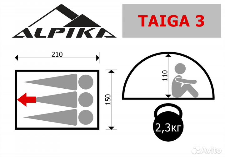 Палатка летняя Alpika Taiga 3