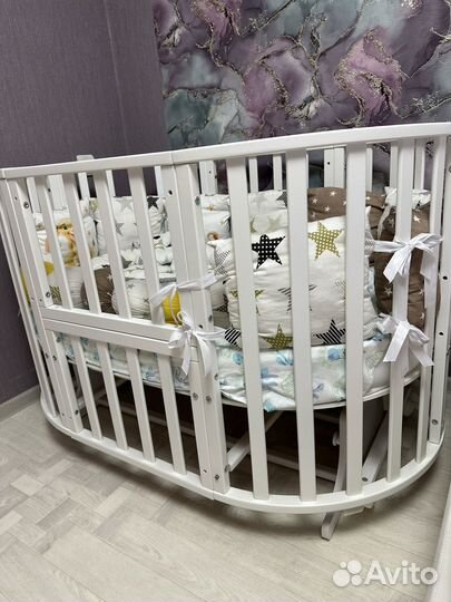 Детская кроватка трансформер круглая