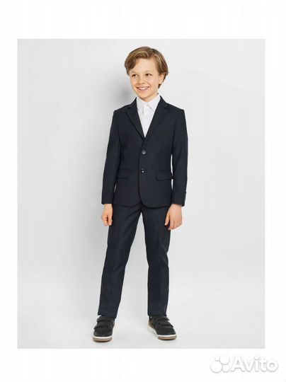 Школьный костюм 128 синий брюки пиджак
