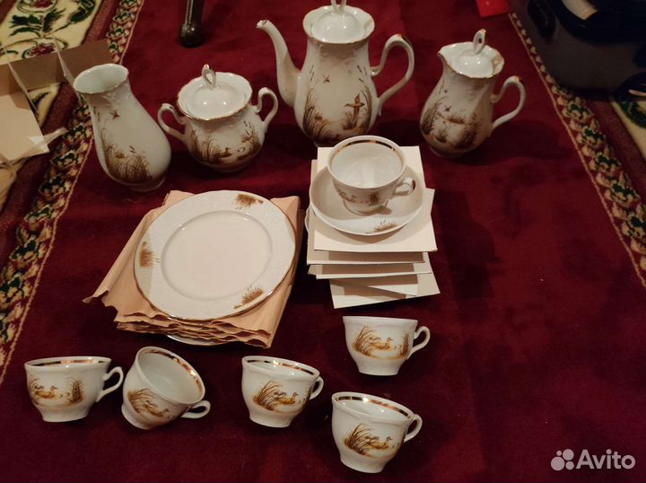 Чайный, Кофейный сервиз Охота СССР 22 предмета