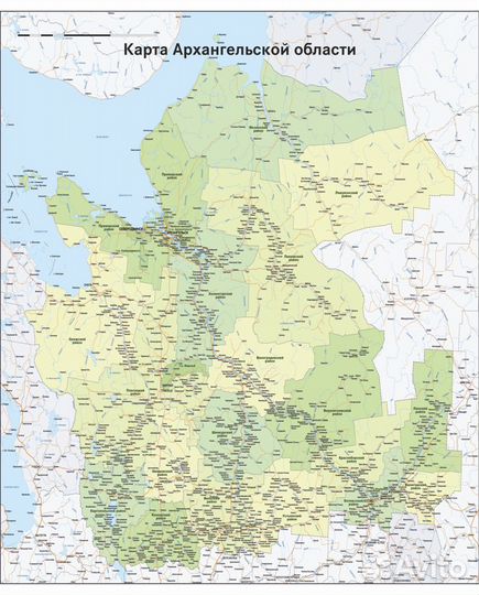 Карта Архангельской области бумажная (без нао)