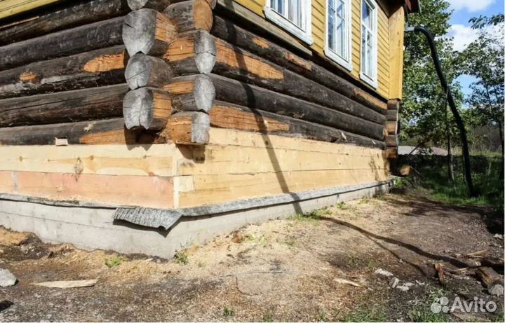 Подъём домов, бань, замена венцов, пола, лаг