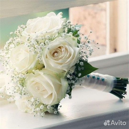 Свадебный букет 1 с белой розой