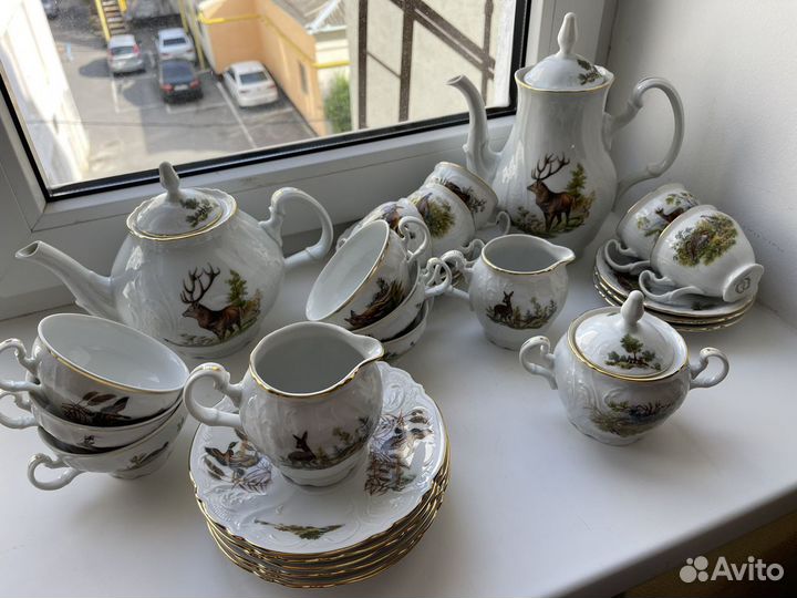 Чайно кофейный сервиз чехия Bernadotte (охота)
