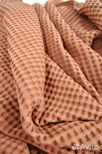 Вафельная ткань (Турция), белый/оливка/терракот