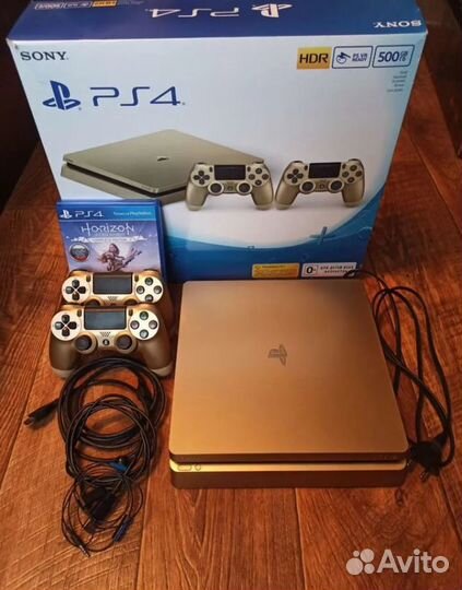 Playstation 4 slim gold edition +10 дисков
