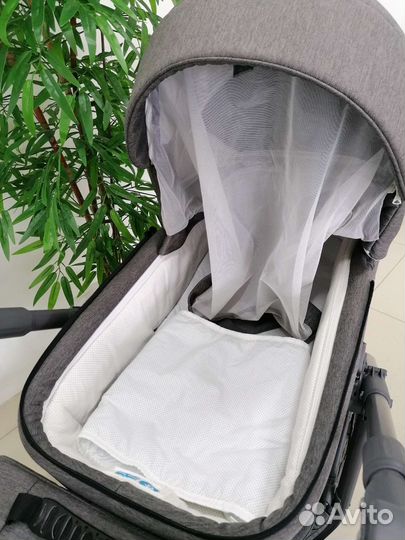 Коляска 2в1 Adamex Barcelona (серый лен)