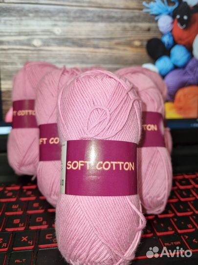 Пряжа Soft cotton,Coco print,Pelican,Alize,Ирис