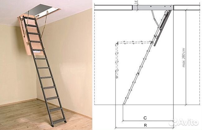 Лестница чердачная Fakro LMS 60х120х280 (металл)