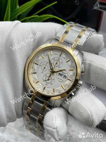 Мужские часы Tissot серебро с золотом