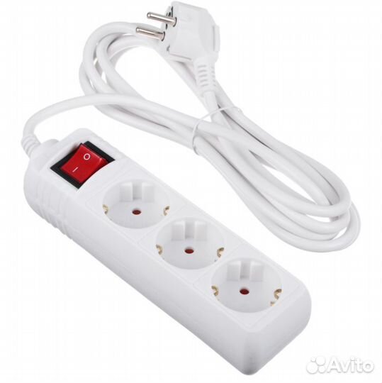 Удлинитель 3 гнезда 1,5 кв.мм 3 м, с заземлением