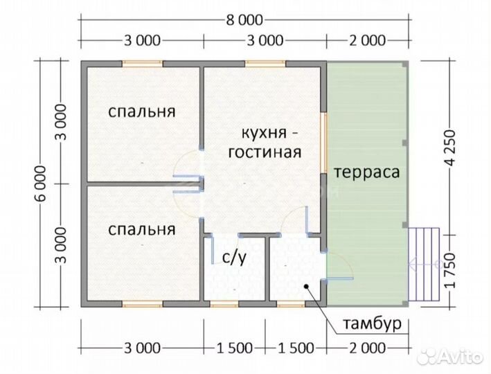 Каркасный дом 8Х6М шали утеплённый вариант