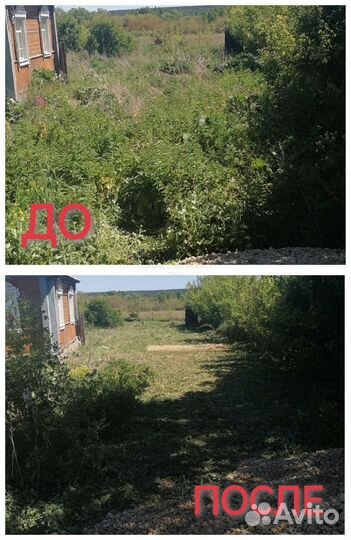 Покос травы триммером