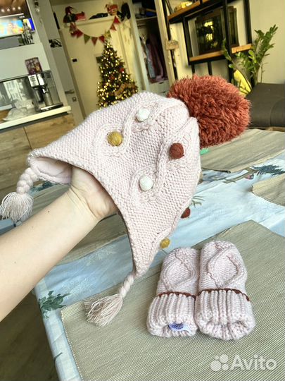 Шапка и варежки next 1-2 года