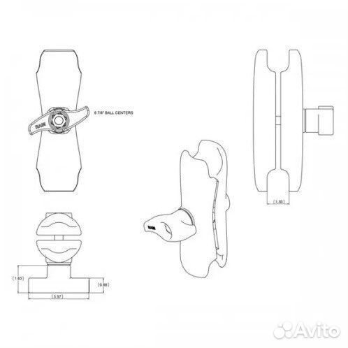RAM-D-201U Универсальная муфта RAM, 210мм.размер D