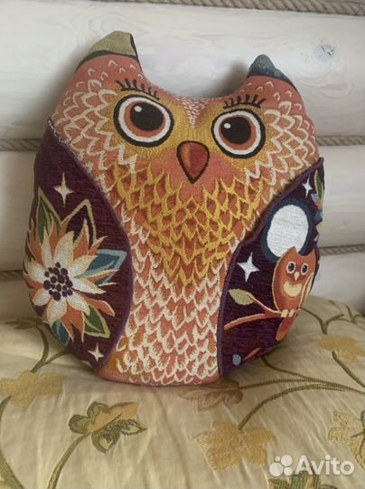 Сова, шпиц подушка-игрушка из гобелена