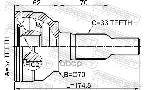 ШРУС наружный к-кт37X70X33 Hummer H3 06-10 361