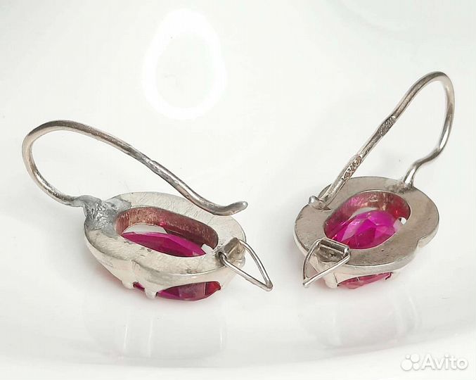 Серьги с розовыми камнями Серебро 875пр,позолота