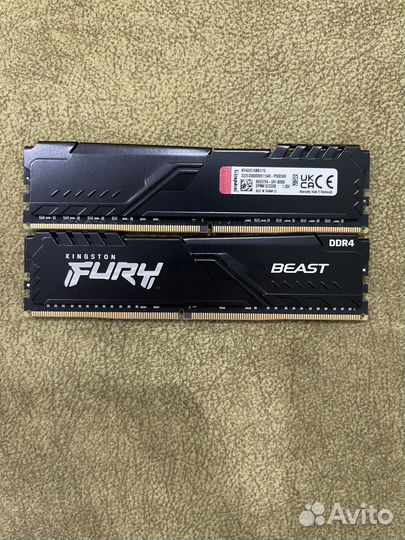 Озу ddr4 kingston fury 16gb 3200 mhz