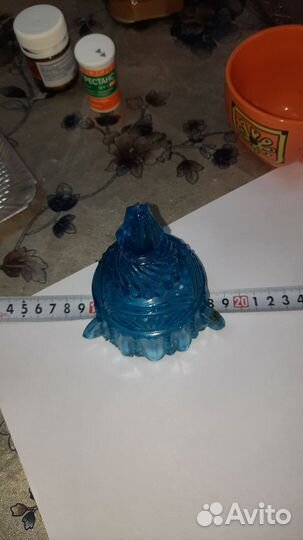 Лампадка старинная купоросное стекло