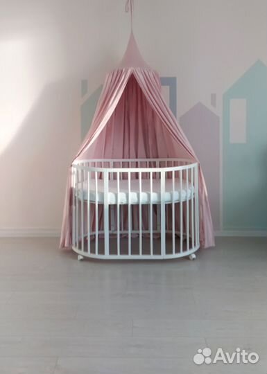 Пудровый балдахин новый на кроватку