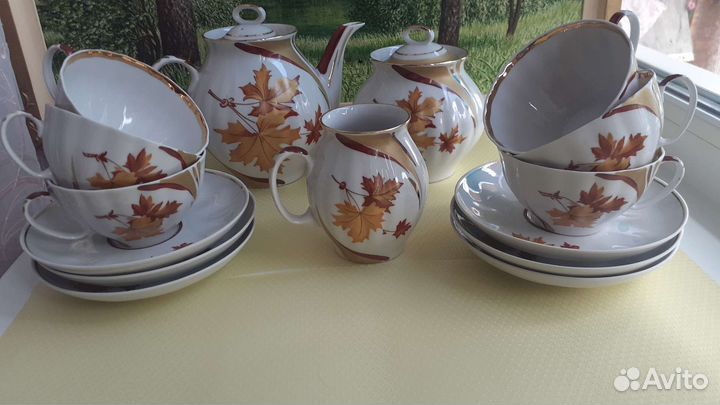 Чайный сервиз фарфор Кленовый лист Дулево