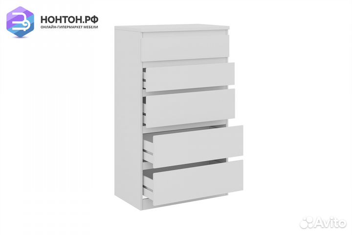 Комод Кастор 5 ящиков белый