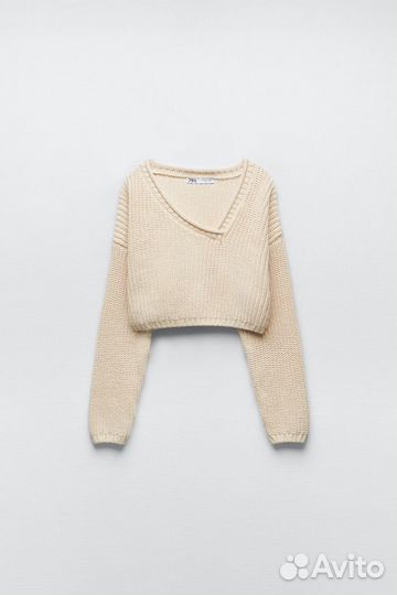 Укороченный трикотажный свитер zara