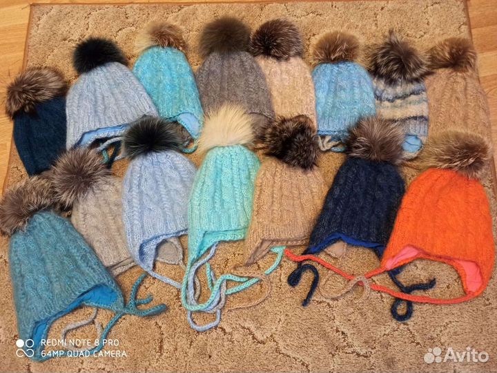 Пуховые шапки на детей