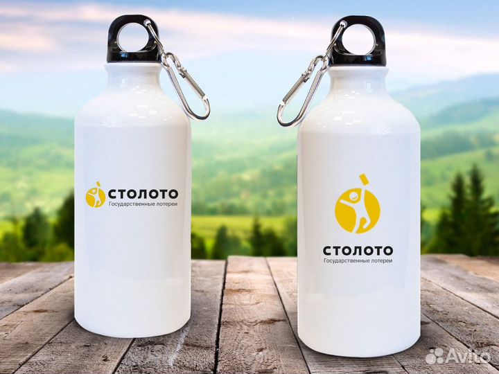 Бутылка для воды с печатью лого (опт)