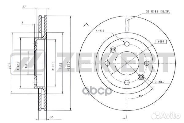 Диск торм. перед. Citroen Berlingo I 96- C3 I