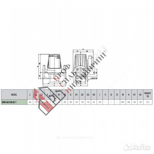 Насос BMH 60/340.65T PN10 3х230-400В/50Гц DAB 5059