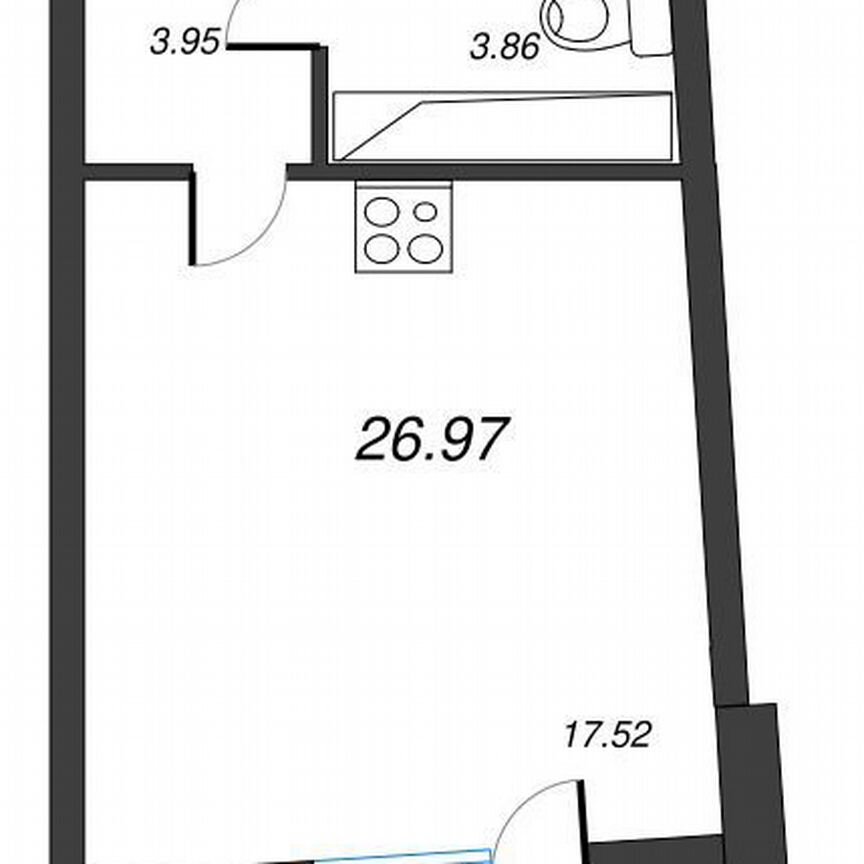 Квартира-студия, 30,8 м², 21/22 эт.