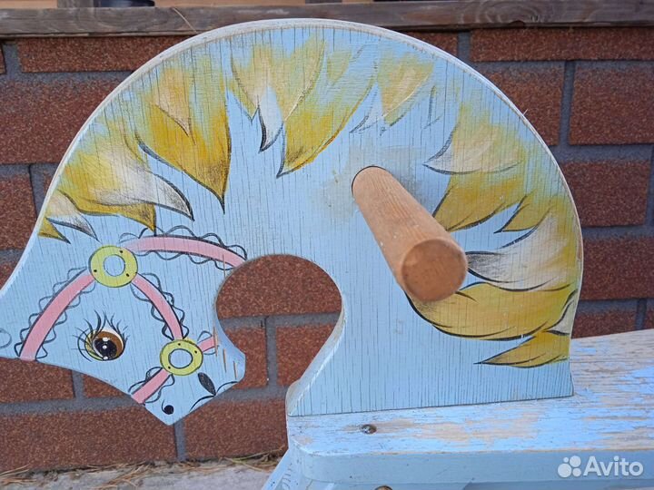 Лошадь качалка деревянная винтаж