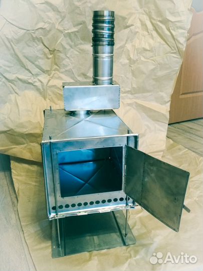 Печка складная туристическая (сталь/титан) (2.3кг)