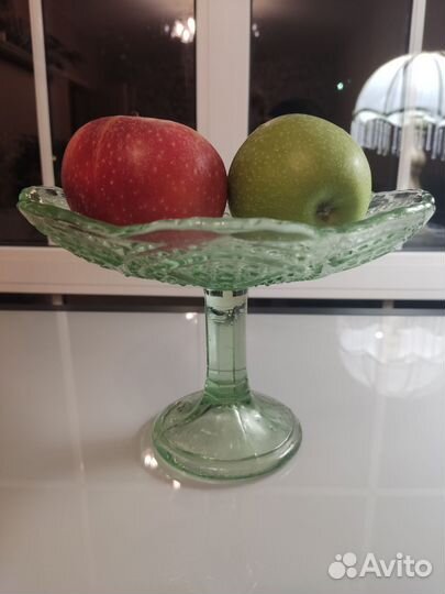 Фруктовница на ножке СССР стекло