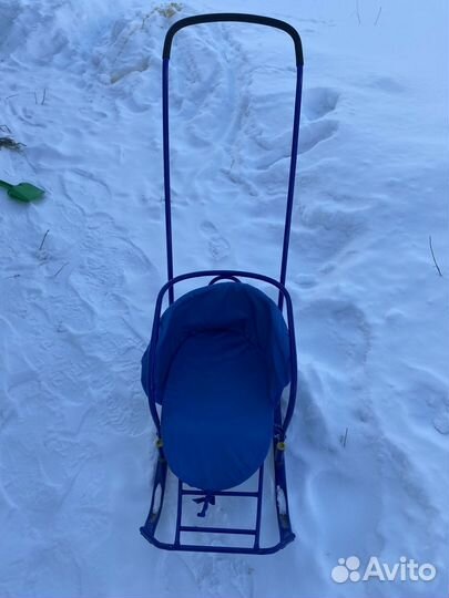 Детские санки с колёсиками и матрасом