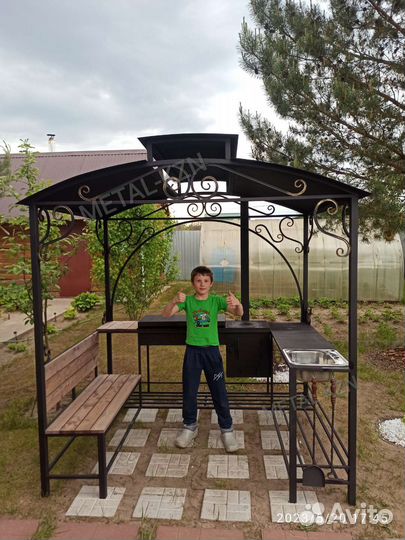 Мангал Беседка с печью для казана