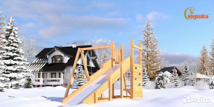 Детские уличные площадки домики горка качели