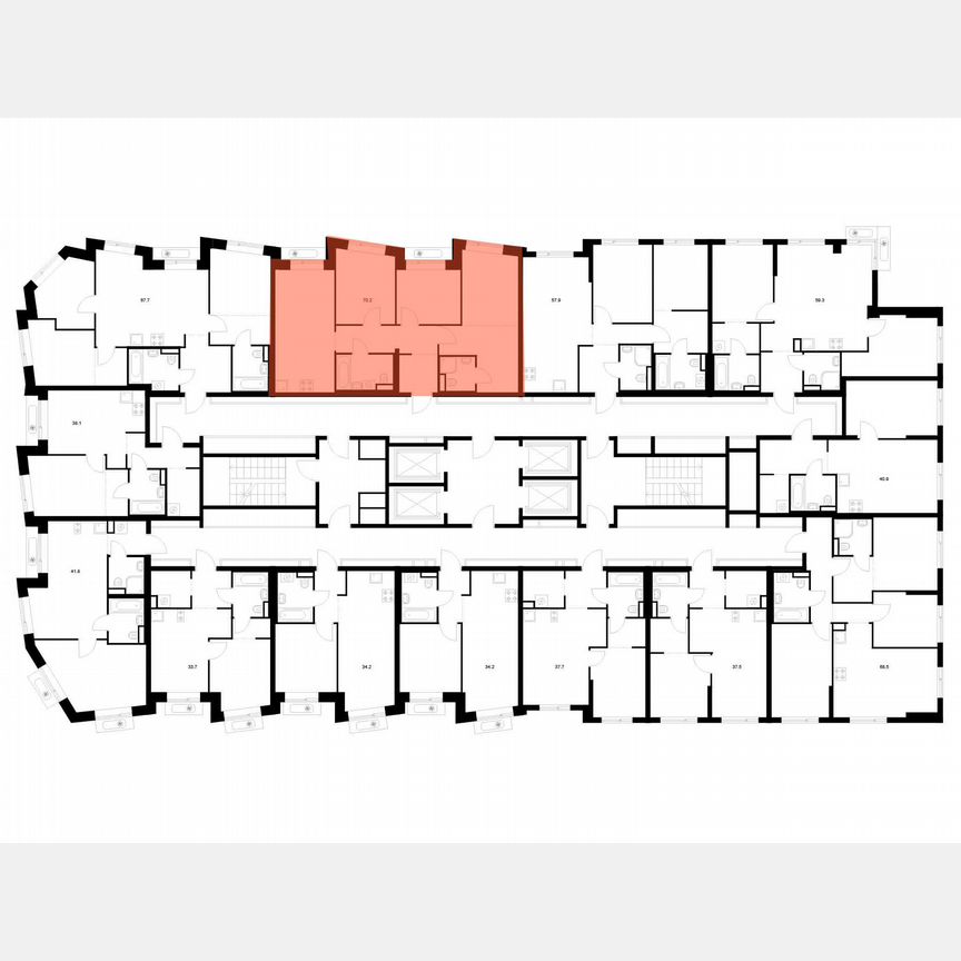 3-к. квартира, 70,2 м², 14/18 эт.