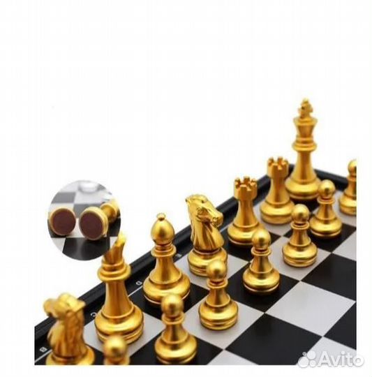 Шахматы магнитные с золотыми и серебряными фигурам