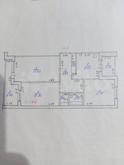 3-к. квартира, 74 м², 3/9 эт.